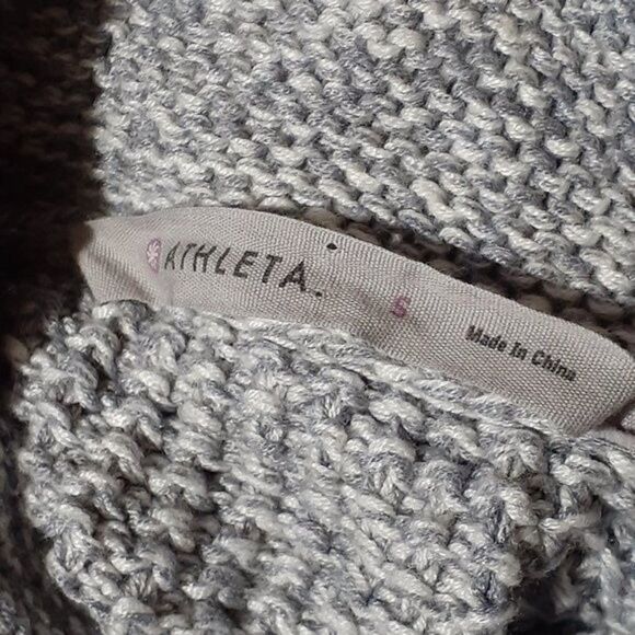 Athleta Women's Chunky Knit Merino Wool Blend Grey Side Zipper Sweater Sz Small - Picture 8 of 9